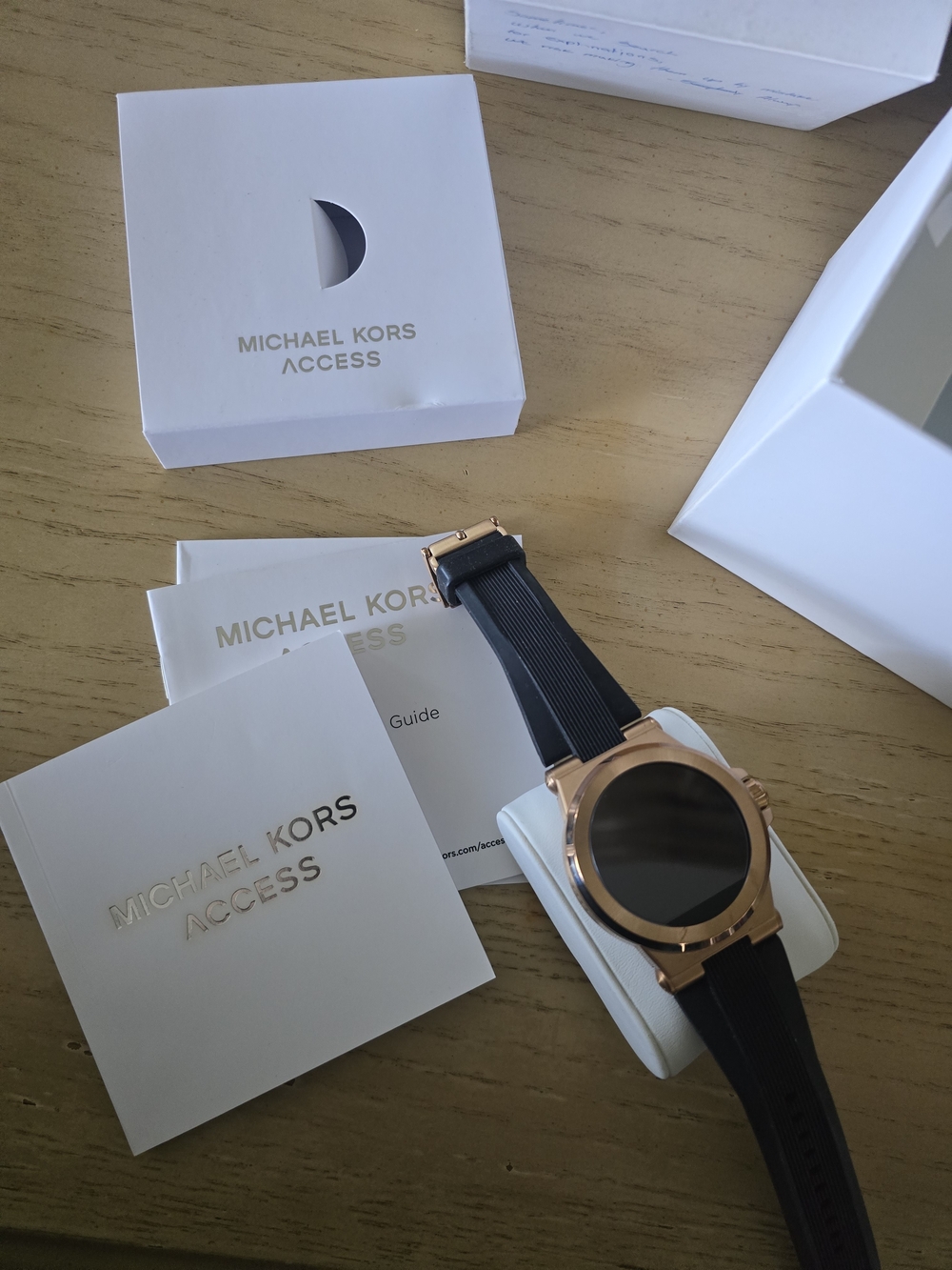 Michael Kors Rose Gold Smartwatch with Black Strap